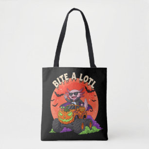 Axolotl Vampire Halloween Monster Truck Snoep Tote Bag