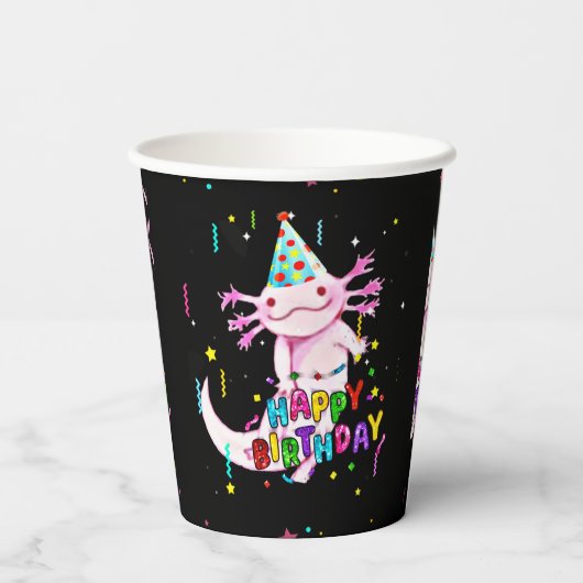 Axolotl-verjaardag Papieren Bekers (Achterkant)