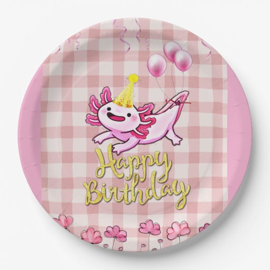 Axolotl-verjaardag Papieren Bordje (Voorkant)