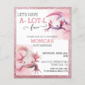 Axolotl Verjaardag Roze Glitter look (Voorkant)