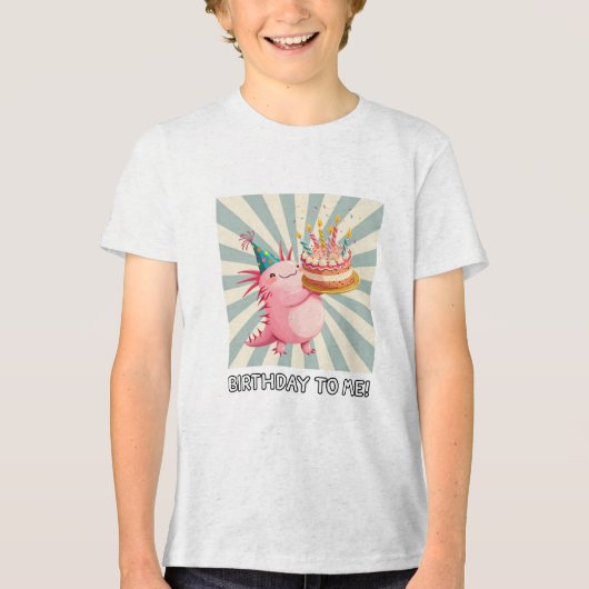 Axolotl-verjaardag Tri-Blend Shirt (Voorkant)