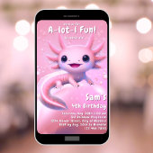 Axolotl Verjaardag Uitnodiging Meisje Roze Axolotl