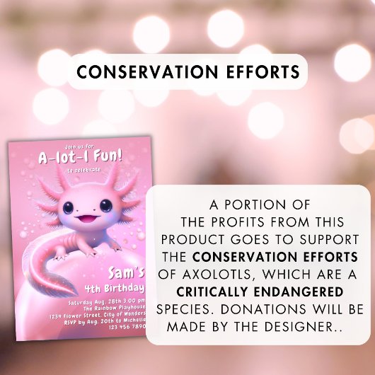 Axolotl Verjaardag Uitnodiging Meisje Roze Axolotl