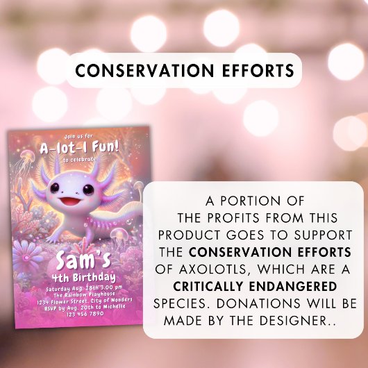 Axolotl Verjaardag Uitnodiging Meisjes Roze Axolot