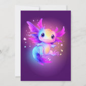 Axolotl Verjaardag Uitnodiging Neon Glow Axolotl (Achterkant)