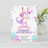Axolotl verjaardagsfeest uitnodiging (Staand voorkant)