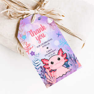 Axolotl Verjaardagsfeest Voorkeur Tags Cadeaulabel