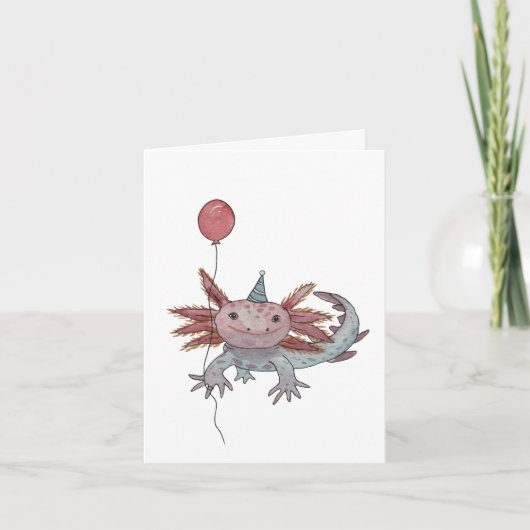 Axolotl verjaardagskaart bedankkaart (Voorkant)