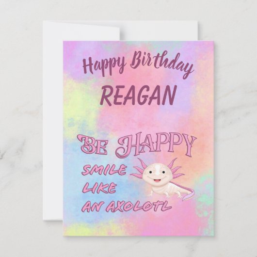 Axolotl verjaardagskaart kaart (Voorkant)