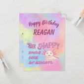 Axolotl verjaardagskaart kaart (Voorkant / Achterkant in situ)