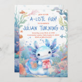 Axolotl verjaardagsuitnodiging kaart (Voorkant / Achterkant)