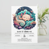 Axolotl verjaardagsuitnodiging kaart (Staand voorkant)