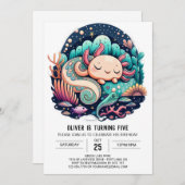 Axolotl verjaardagsuitnodiging kaart (Voorkant / Achterkant)