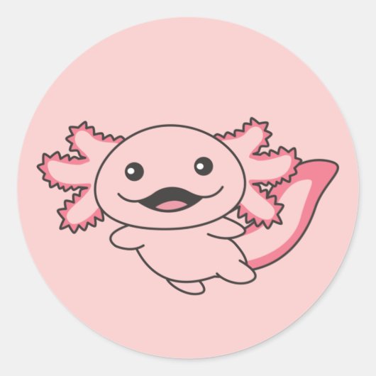Axolotl Verschillende soorten Axolotls Cute Animal Ronde Sticker (Voorkant)