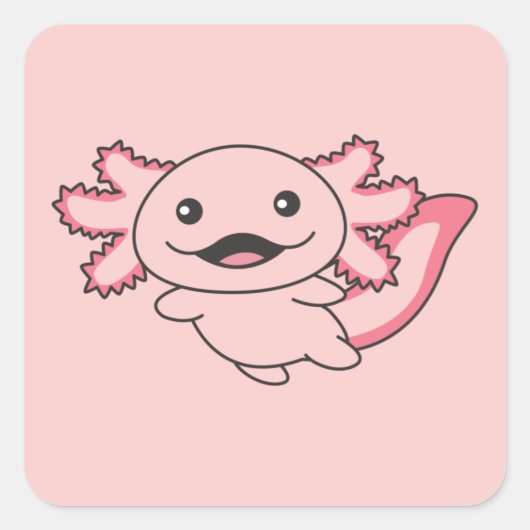 Axolotl Verschillende soorten Axolotls Cute Animal Vierkante Sticker (Voorkant)