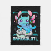 Axolotl Video Gamer Kawaii Pastel Gothic Schattige Fleece Deken (Voorkant)