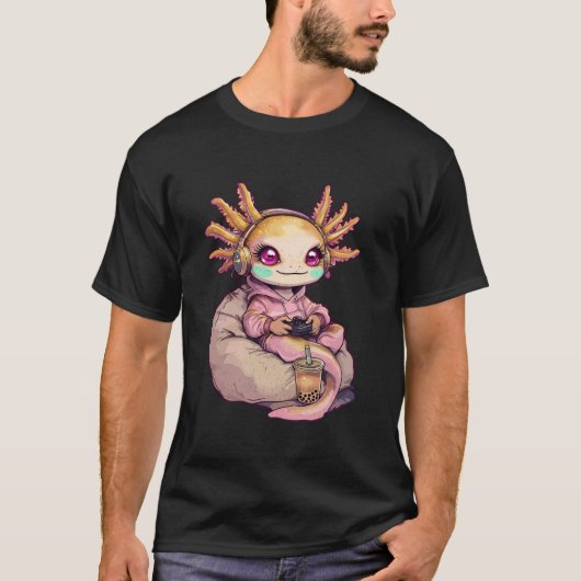 Axolotl Videogames Schattige Kawaii Meisje Axolotl T-shirt (Voorkant)
