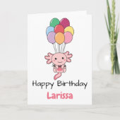 Axolotl vliegt rond met kleurrijke ballonnen van z kaart (Voorkant)