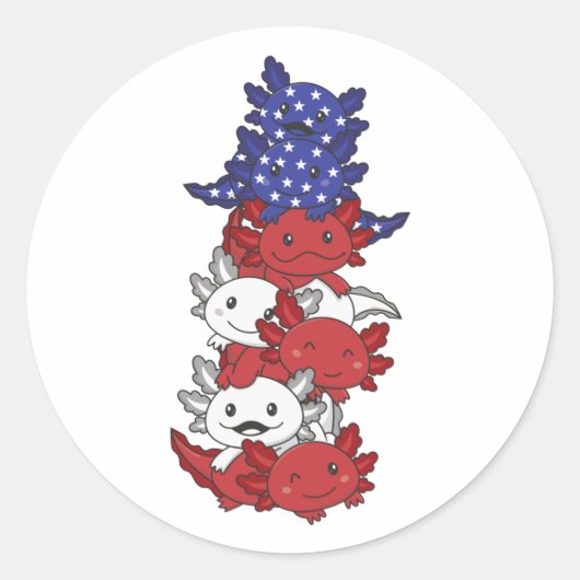 Axolotl voor de vierde juli amerikaanse vlag ronde sticker (Voorkant)