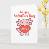 Axolotl voor Valentijnsdag Mooie Dieren Met Kaart (Gele Bloem)