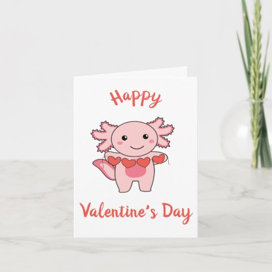 Axolotl voor Valentijnsdagen die met Feestdagen Kaart (Voorkant)