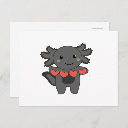 Axolotl voor Valentijnsdagen die met Feestdagenkaart (Voorkant / Achterkant)