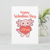 Axolotl voor Valentijnsdagen die met Kaart (Staand voorkant)