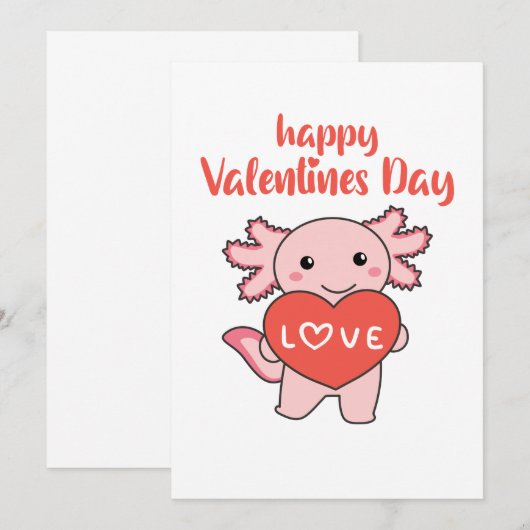 Axolotl voor Valentijnsdagen die met Kaart (Voorkant / Achterkant)