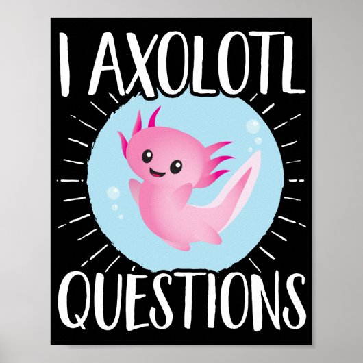 Axolotl Vragen Kawaii Poster (Voorkant)