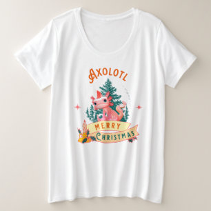 Axolotl vrolijk kerstfeest met leuke kerstman hoed grote maat t-shirt
