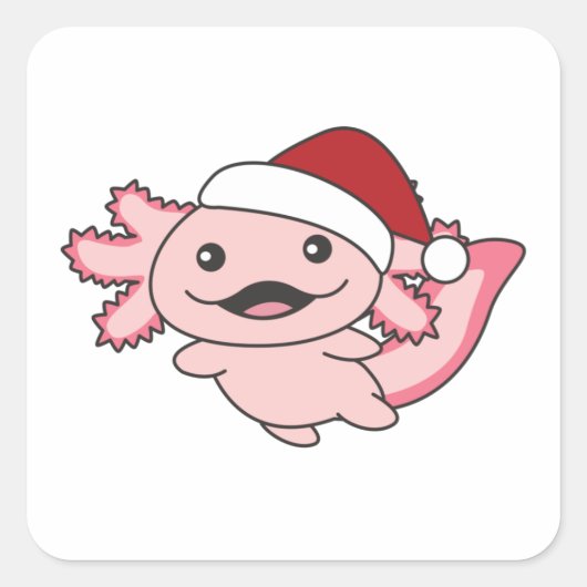 Axolotl Vrolijk Kerstfeest Winter Axolotl Square S Vierkante Sticker (Voorkant)