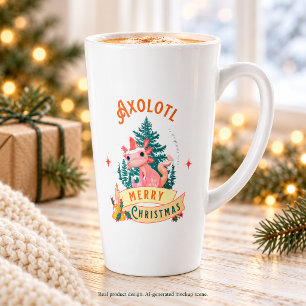 Axolotl Vrolijk Kerstmis Mutsje van Kerstman Latte Mok