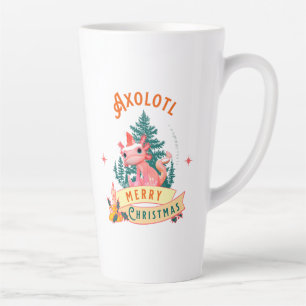Axolotl Vrolijk Kerstmis Mutsje van Kerstman Latte Mok