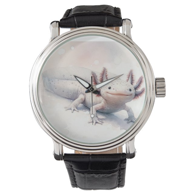 Axolotl Watercolor AREF310 - Watercolor Horloge (Voorkant)