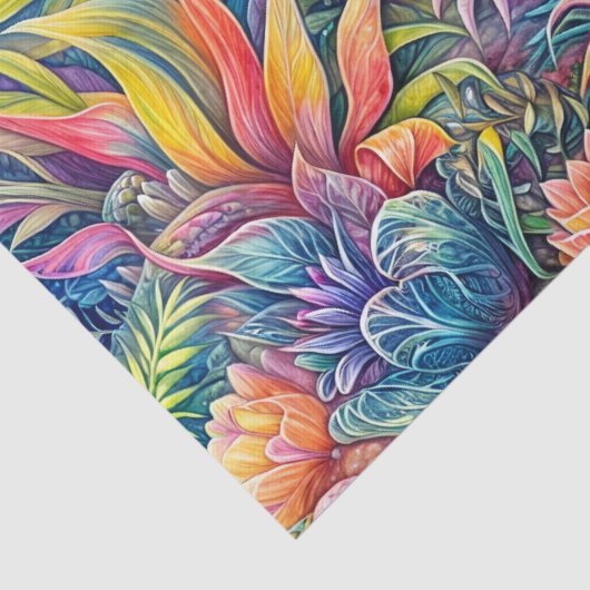 Axolotl Waterverf Vibrant Botanische Kunst Tissuepapier (Detail)