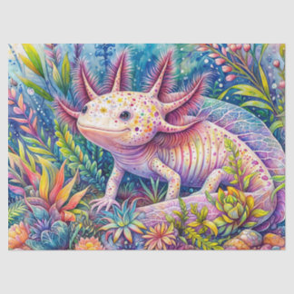 Axolotl Waterverf Vibrant Botanische Kunst Tissuepapier
