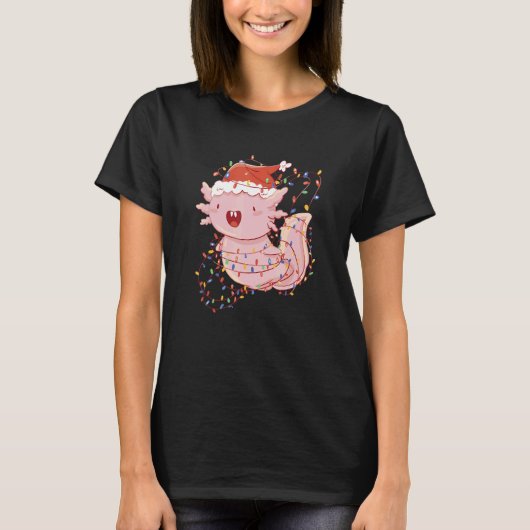 Axolotl Wearing A Santa Hat And Tangled In Christm T-shirt (Voorkant)
