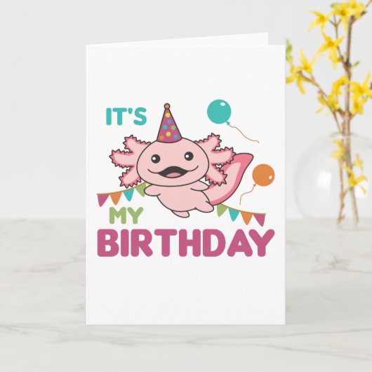 Axolotl wenst dat het mijn vogelkaartje is kaart (Gele Bloem)