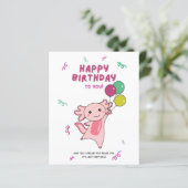 Axolotl wenst een fijne verjaardag op uw Axolotls (Staand voorkant)