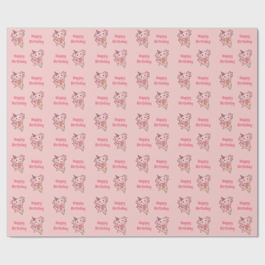 Axolotl wenst een fijne verjaardag op uw Axolotls Cadeaupapier (Vlak)