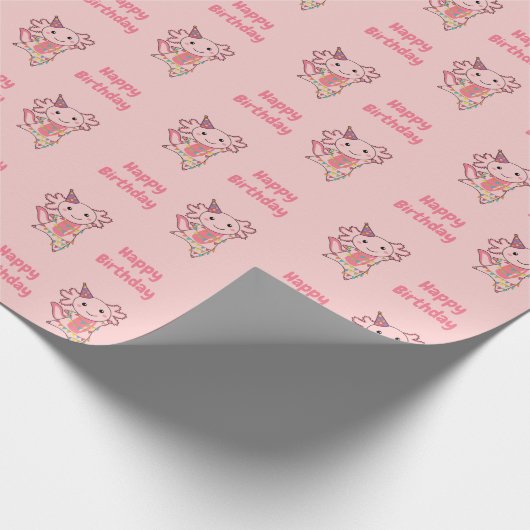 Axolotl wenst een fijne verjaardag op uw Axolotls Cadeaupapier (Hoek)