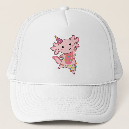 Axolotl wenst een fijne verjaardag op uw Axolotls Trucker Pet (Voorkant)