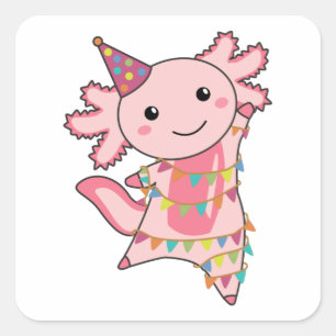 Axolotl wenst een fijne verjaardag op uw Axolotls Vierkante Sticker