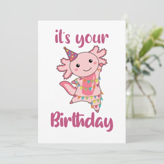 Axolotl wenst een fijne verjaardag voor u Axolotls Kaart (Staand voorkant)