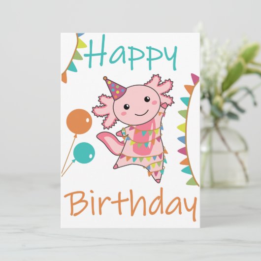 Axolotl wenst een fijne verjaardag voor u Axolotls Kaart (Staand voorkant)