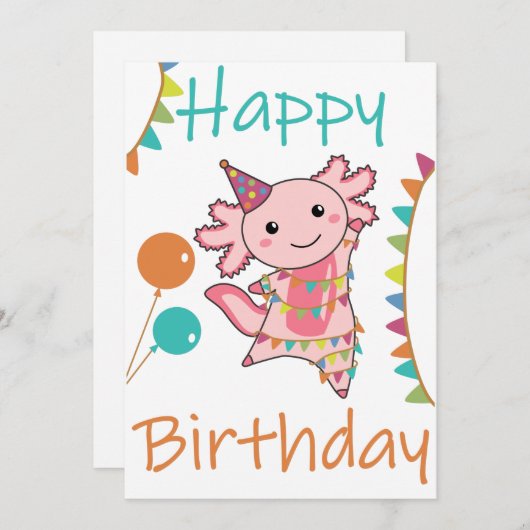 Axolotl wenst een fijne verjaardag voor u Axolotls Kaart (Voorkant / Achterkant)