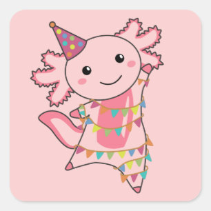 Axolotl wenst een fijne verjaardag voor u Axolotls Vierkante Sticker