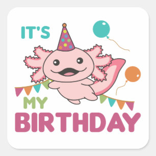 Axolotl wil m'n vaderdag Cute Axolotls squa Vierkante Sticker