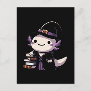 Axolotl Witch - Schattigee Halloween Briefkaart
