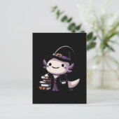 Axolotl Witch - Schattigee Halloween Briefkaart (Staand voorkant)
